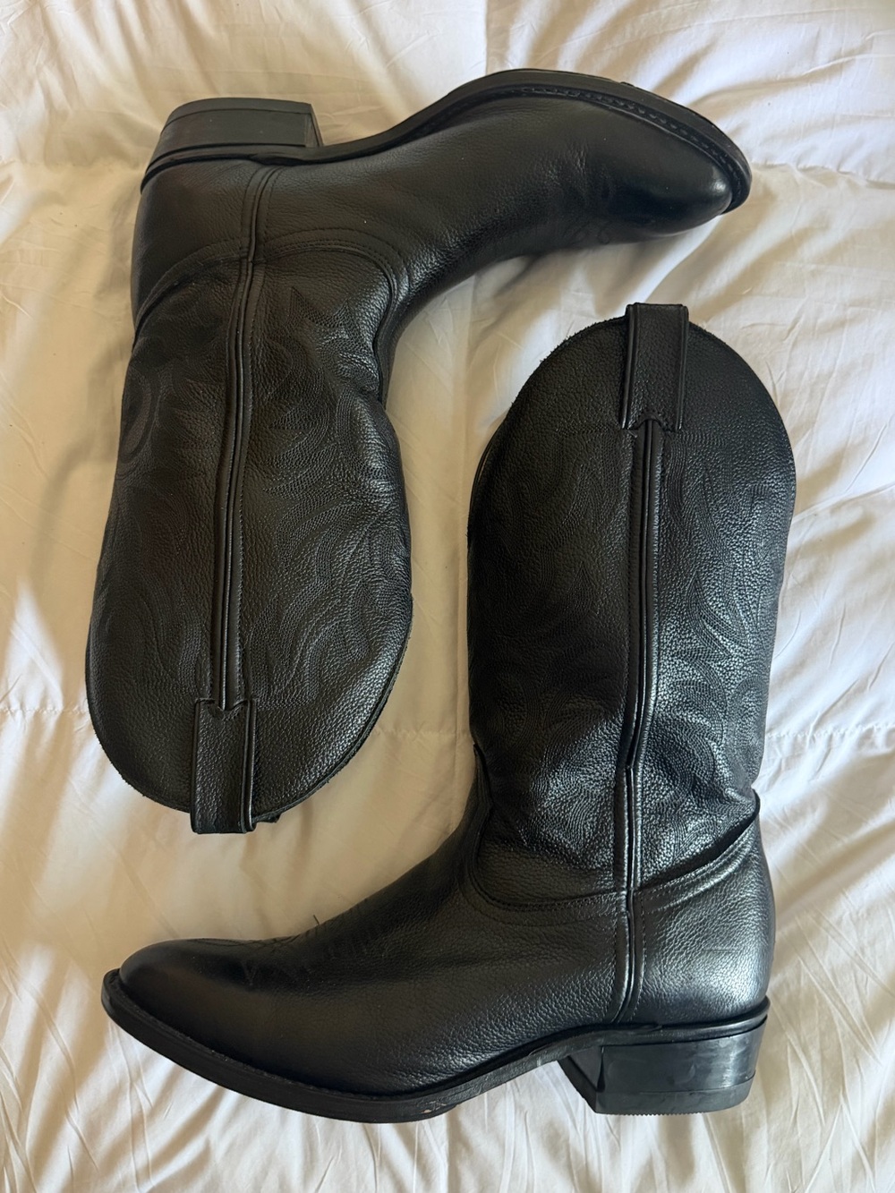 USA Challenger Amazonas Ortho Classic Western Leather Cowboy Boots - black
